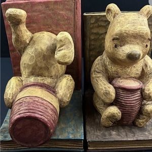 Disney Classic Pooh Winnie ThePooh Honey Pot Bookend Set Charpente Open To Offer